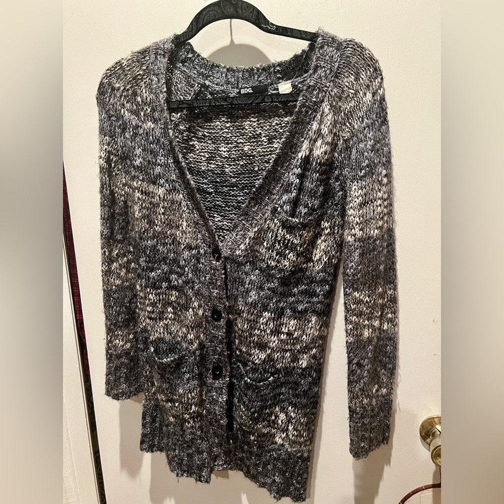 Urban Outfitters BDG Blue and black button down sweater from urban outfitters